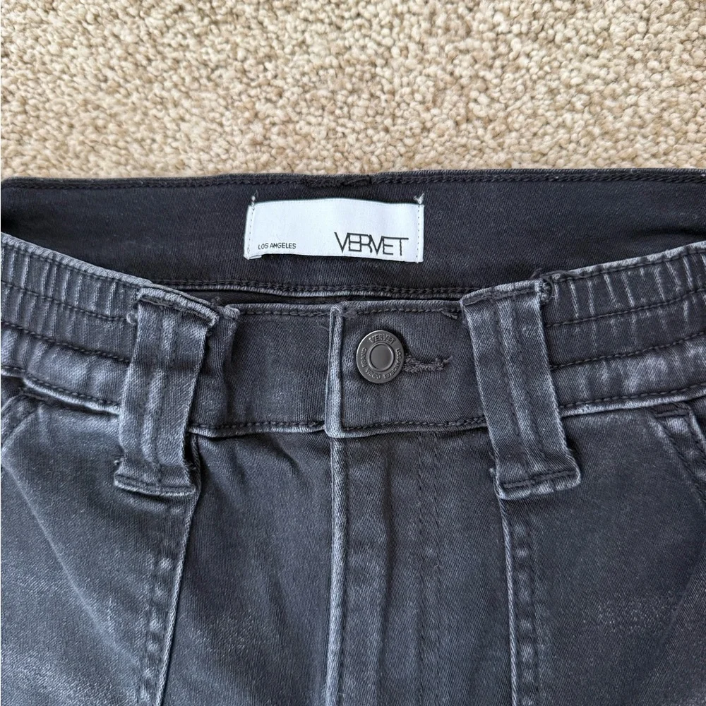 Vervet Super Soft Baggy Wide Leg Jeans Cuffed Black Size 25 - Picture 5 of 5